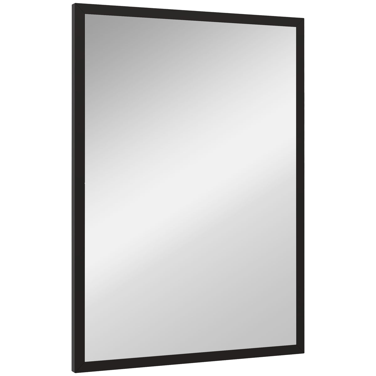 Wall Bathroom Mirror,70 X 50 Cm Wall-Mounted Mirror For Living Room,Bedroom,Hallway,Black