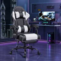 Racing Style Gaming Chair With Footrest,PU Leather,Massage Lumbar Support,Reclining,360degree  Swivel Seater Adjustable Height — view 4