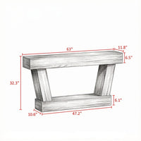 63" Vintage Entryway Console Table – Narrow Design, Open Shelf, for Living Room Space — view 3