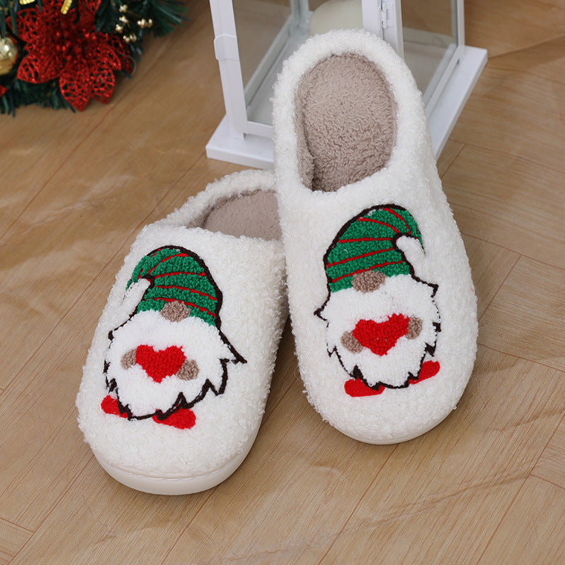 Cute Cartoon Santa Claus Christmas Slippers – Warm Indoor Home Shoes for Couples