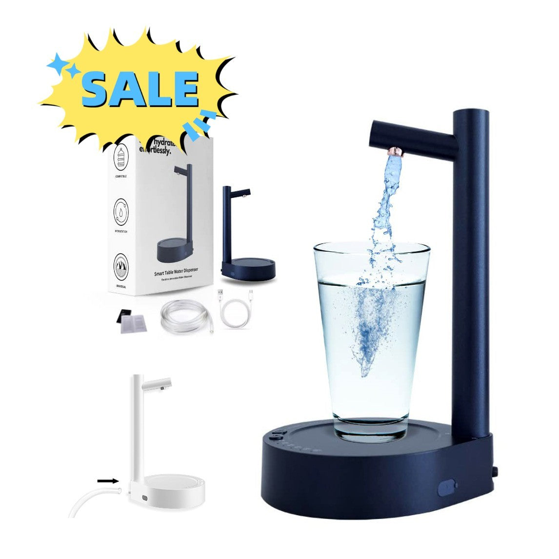 Electric Desk Water Bottle Dispenser - Rechargeable Automatic Water Gallon Pump