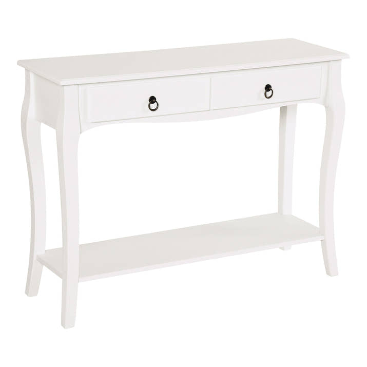 Console Table Modern Sofa Side Desk With Storage Shelves Drawers For Living Room Entryway Bedroom Ivory White