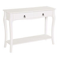 Console Table Modern Sofa Side Desk With Storage Shelves Drawers For Living Room Entryway Bedroom Ivory White