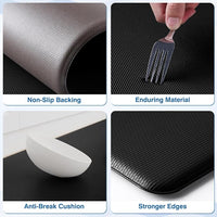 2-Piece Black Anti-Fatigue Kitchen Floor Mats, Cushioned Non-Slip Rugs For Kitchen, Sink Area, Laundry Room And Home — view 4