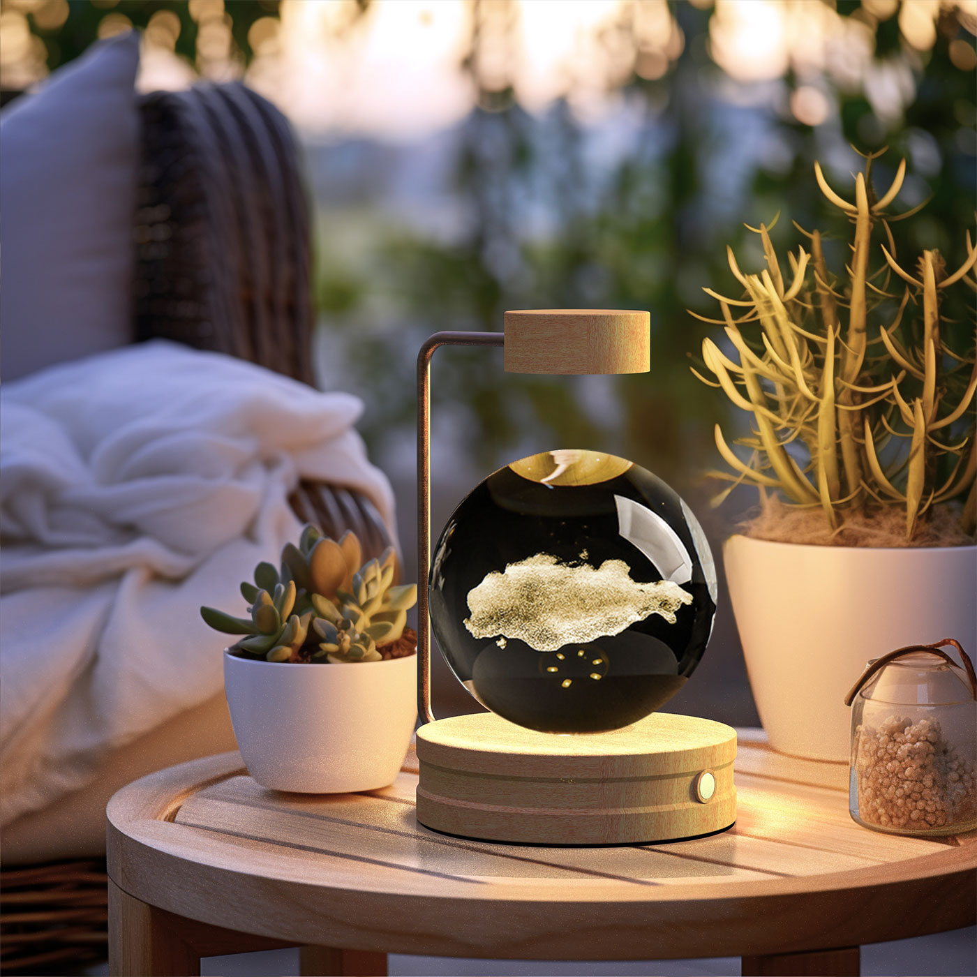 Crystal Ball Cosmic Dinosaur Indoor Night Light Usb Power Warm Bedside