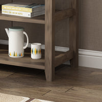 Console Table with Wood Frame and Legs, Sofa Table Entryway Table with 3 Drawers and 2 Open Shelves Wash Gray — view 2
