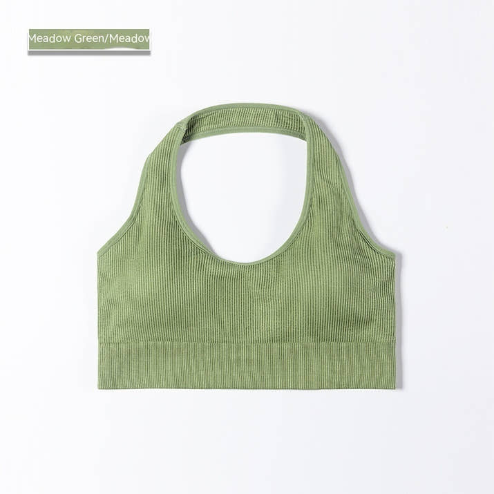 Ribbed Sports Bra – Seamless Halter Workout Top