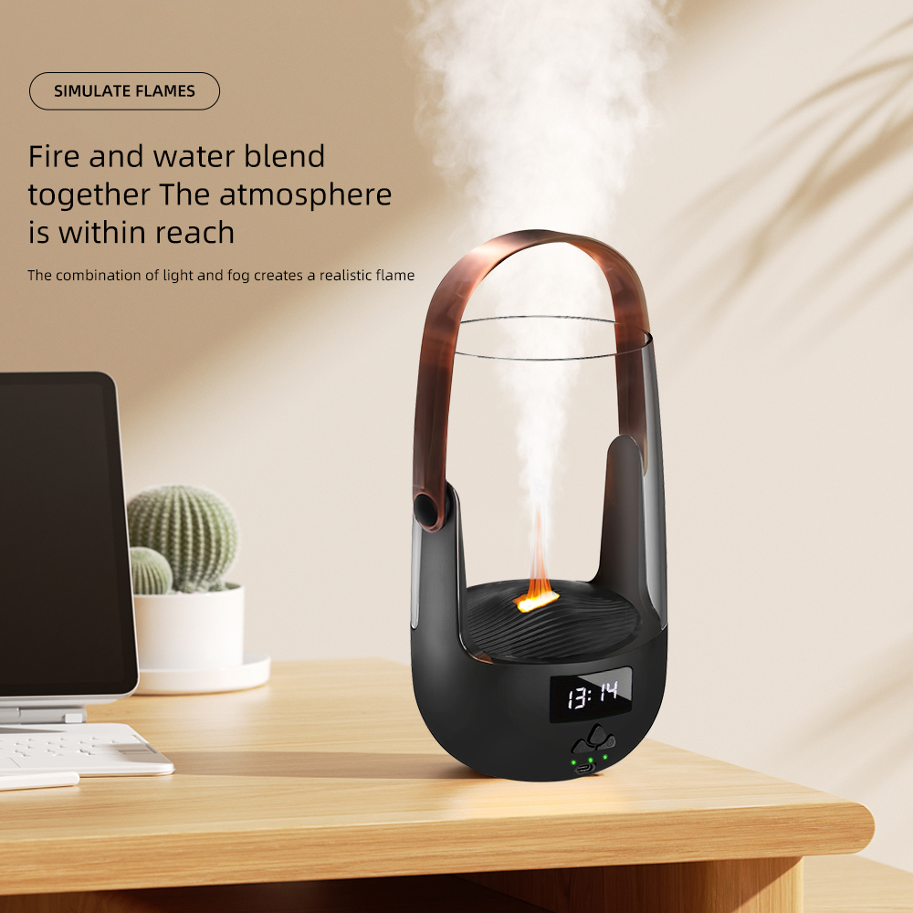 Perfect Gift Retro Essential Oil Diffuser With Realistic Flame Effect - 200ML Humidifier, 3 Timers, Ambient Lighting & Waterless Protection — view 3
