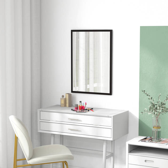 Wall Bathroom Mirror,70 X 50 Cm Wall-Mounted Mirror For Living Room,Bedroom,Hallway,Black — view 4