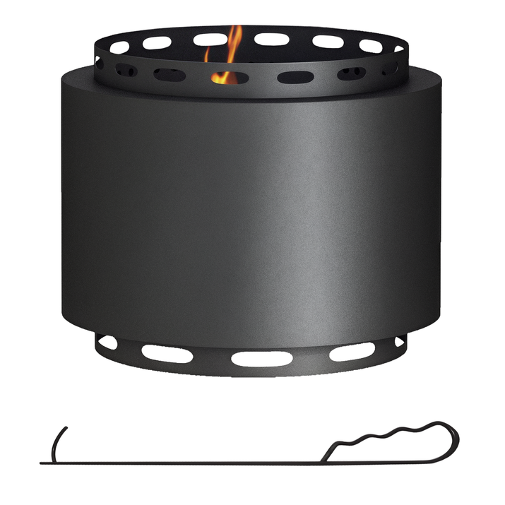 Smokeless Fire Pit,48.5cm Portable Wood Burning Firepit With Poker For Garden Camping Bonfire Party,Metal,Black