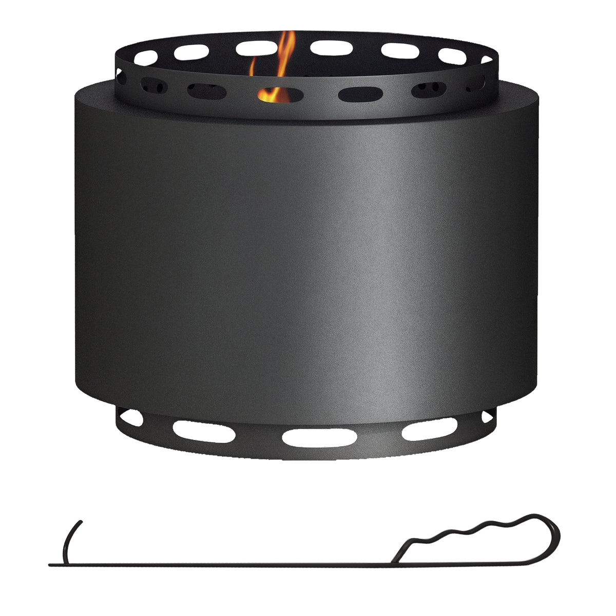 Smokeless Fire Pit,48.5cm Portable Wood Burning Firepit With Poker For Garden Camping Bonfire Party,Metal,Black