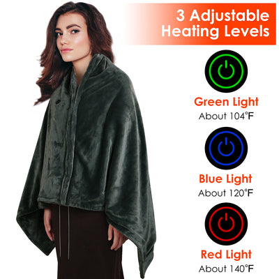 USB Heated Blanket Electric Heated Blanket Heated Poncho Shawl Wrap Throw
