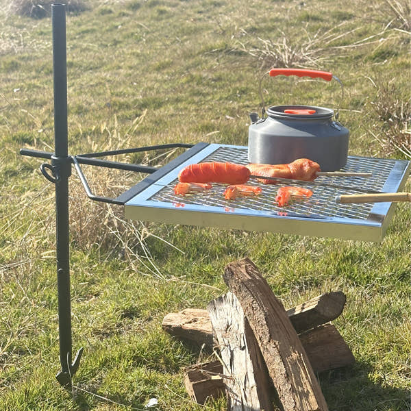 Rotating Campfire Grill,Fire Pit Grill,Heavy Duty Steel Grill,360degree  Adjustable Open Fire Outdoor Cooking Equipment,Portable Camping Fire Grill For Camping Outdoor Barbecue — view 3
