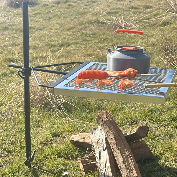 Rotating Campfire Grill,Fire Pit Grill,Heavy Duty Steel Grill,360degree  Adjustable Open Fire Outdoor Cooking Equipment,Portable Camping Fire Grill For Camping Outdoor Barbecue — view 3