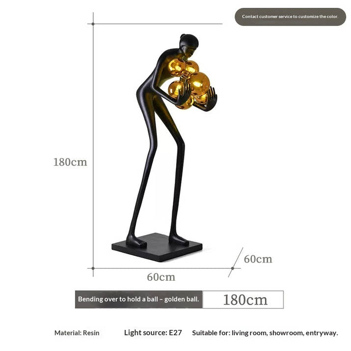 Humanoid Art Sculpture Ball-Holding Floor Lamp — view 6
