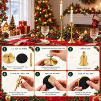 Copper Finish Christmas Candle Holders Set of 6, Mixed Height 16-22cm Metal Cup Candlesticks, Layered Tabletop Centerpiece for Holiday Dinner Decor — view 5