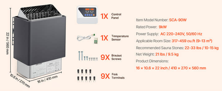 Succebuy Sauna Heater 3/4.5/6/9Kw 220V Electric Sauna Stove Steam Bath