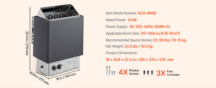 Succebuy Sauna Heater 3/4.5/6/9Kw 220V Electric Sauna Stove Steam Bath