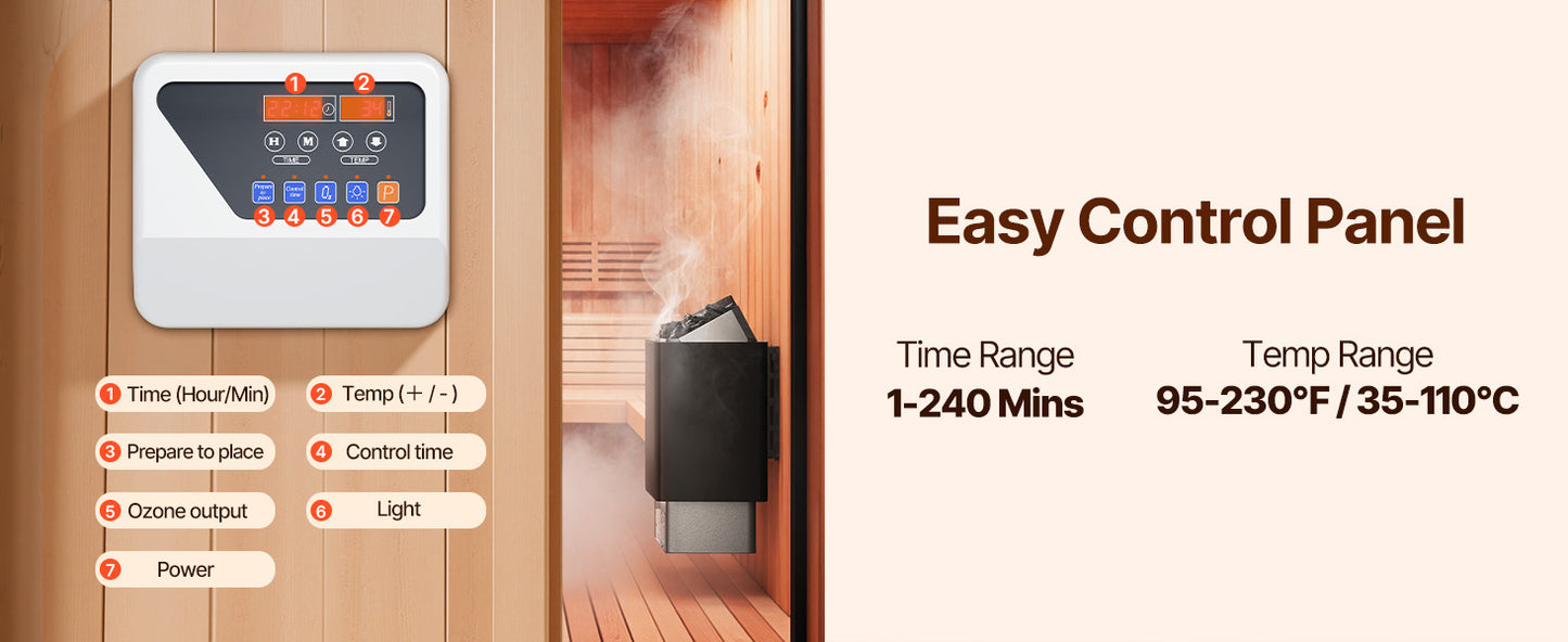 Succebuy Sauna Heater 3/4.5/6/9Kw 220V Electric Sauna Stove Steam Bath