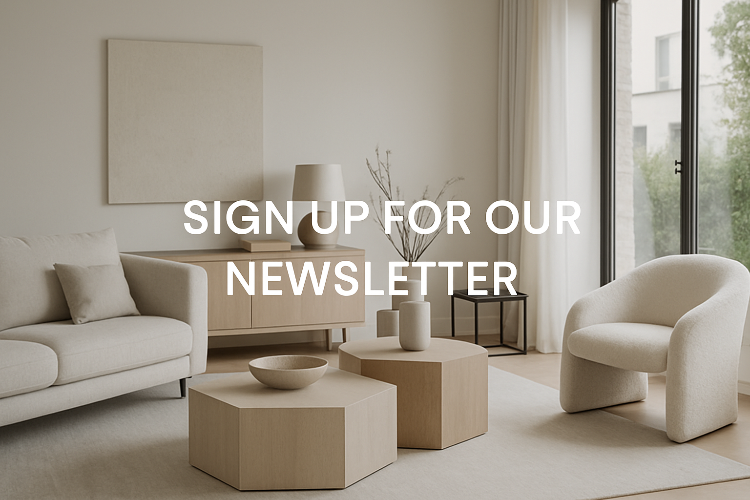 sign up for newsletter cover with modern home background